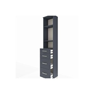 Arges Dolap 3 Raflı 4 Çekmeceli 44x30x221 Antrasit-antrasit