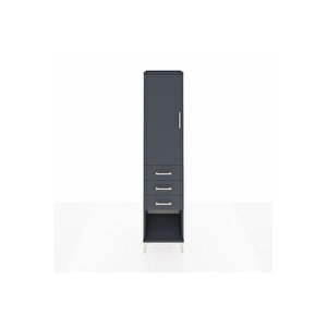 Hyperion Dolap Tek Raflı 3 Çekmeceli Tek Askılı 44x44x195 Antrasit-antrasit