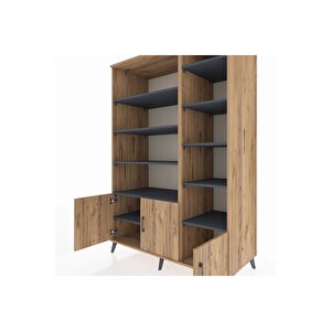 Kronos Dolap 10 Raflı 3 Kapaklı 132x59x195 Çam-çam/antrasit