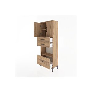 Arges Dolap 3 Raflı 3 Çekmeceli 2 Kapaklı 60x30x163 Çam-çam