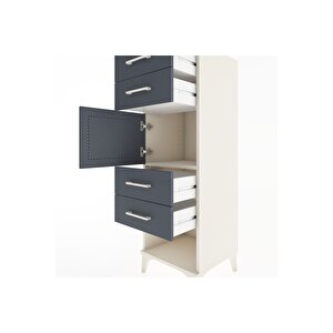 Hyperion Dolap Tek Raflı 4 Çekmeceli Tek Kapaklı 44x44x134 Aytaşı-antrasit