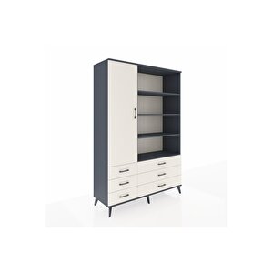 Hyperion Gardrop 8 Raflı 6 Çekmeceli Tek Kapaklı  132x44x195 Antrasit-aytaşı