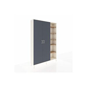 Arges Dolap 7 Raflı 2 Kapaklı Tek Askılı 132x30x195 Aytaşı-antrasit/çam