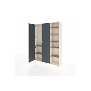 Arges Dolap 7 Raflı 2 Kapaklı Tek Askılı 132x30x195 Aytaşı-antrasit/çam