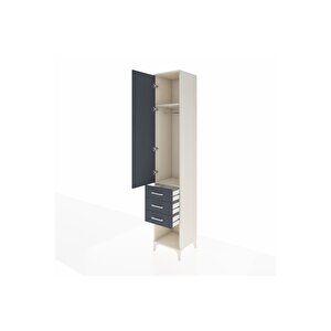 Hyperion Dolap 2 Raflı 3 Çekmeceli Tek Askılı 44x44x243 Aytaşı-antrasit