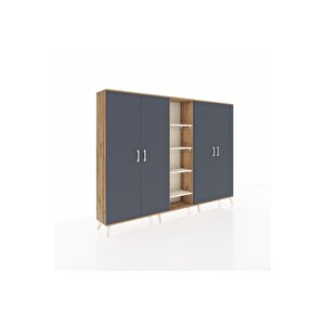 Arges Dolap 12 Raflı 4 Kapaklı 220x30x163 Çam-antrasit/aytaşı