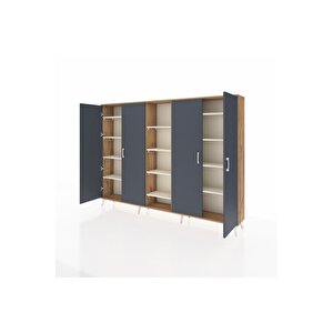 Arges Dolap 12 Raflı 4 Kapaklı 220x30x163 Çam-antrasit/aytaşı