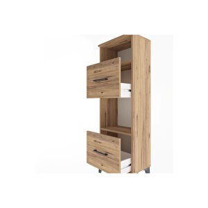 Arges Dolap 2 Raflı 2 Çekmeceli 44x30x134 Çam-çam