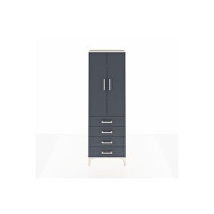 Arges Dolap 3 Raflı 4 Çekmeceli 2 Kapaklı 60x30x182 Aytaşı-antrasit