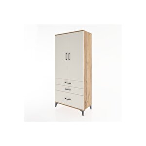 Hyperion Dolap 4 Raflı 3 Çekmeceli 2 Kapaklı 88x44x195 Çam-aytaşı