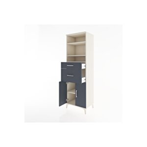 Hyperion Dolap 4 Raflı 2 Çekmeceli 2 Kapaklı 60x44x195 Aytaşı-antrasit
