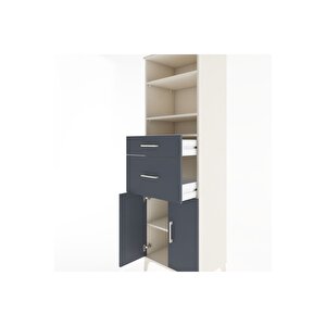 Hyperion Dolap 4 Raflı 2 Çekmeceli 2 Kapaklı 60x44x195 Aytaşı-antrasit