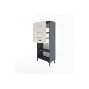 Arges Dolap Tek Raflı 3 Çekmeceli 60x30x134 Antrasit-aytaşı