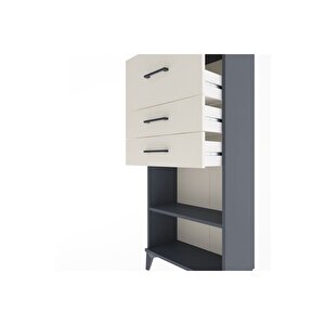 Arges Dolap Tek Raflı 3 Çekmeceli 60x30x134 Antrasit-aytaşı