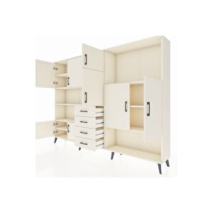 Arges Dolap 10 Raflı 4 Çekmeceli 8 Kapaklı 220x30x163 Aytaşı-aytaşı