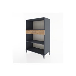 Hyperion Dolap 2 Raflı Tek Çekmeceli 88x44x134 Antrasit-çam