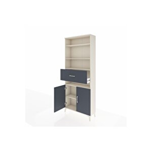 Arges Dolap 5 Raflı Tek Çekmeceli 2 Kapaklı 88x30x221 Aytaşı-antrasit