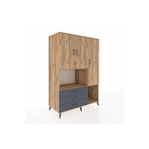 Kronos Dolap 6 Raflı 3 Çekmeceli 3 Kapaklı 132x59x195 Çam-çam/antrasit