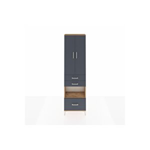 Arges Dolap 4 Raflı 3 Çekmeceli 2 Kapaklı 60x30x221 Çam-antrasit
