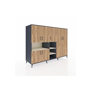 Kronos Dolap 13 Raflı 7 Kapaklı 220x59x163 Antrasit-çam/aytaşı