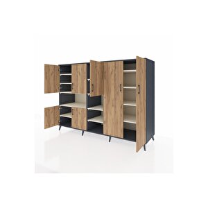 Kronos Dolap 13 Raflı 7 Kapaklı 220x59x163 Antrasit-çam/aytaşı