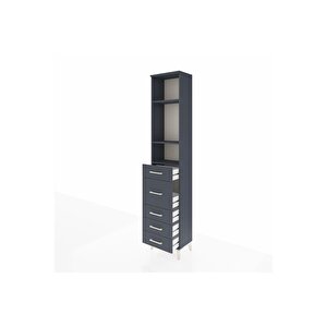 Arges Dolap 3 Raflı 5 Çekmeceli 44x30x221 Antrasit-antrasit