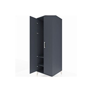 Kronos Dolap 2 Raflı 2 Kapaklı Tek Askılı 60x59x182 Antrasit-antrasit