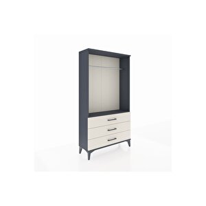 Arges Dolap Tek Raflı 3 Çekmeceli Tek Askılı 88x30x163 Antrasit-aytaşı