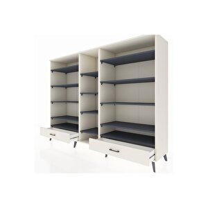 Hyperion Dolap 14 Raflı 2 Çekmeceli  220x44x163 Aytaşı-antrasit/aytaşı