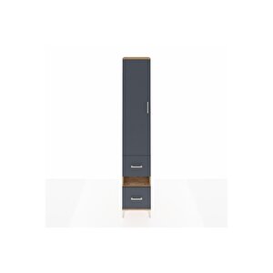 Hyperion Dolap 5 Raflı 2 Çekmeceli Tek Kapaklı 44x44x243 Çam-antrasit