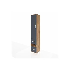Hyperion Dolap 5 Raflı 2 Çekmeceli Tek Kapaklı 44x44x243 Çam-antrasit