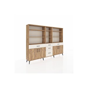 Arges Dolap 11 Raflı 5 Çekmeceli 4 Kapaklı 220x30x163 Çam-çam/aytaşı