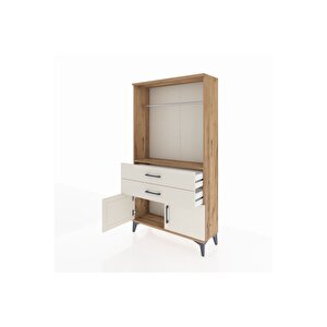 Arges Dolap Tek Raflı 2 Çekmeceli Tek Askılı 88x30x163 Çam-aytaşı