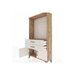 Arges Dolap Tek Raflı 2 Çekmeceli Tek Askılı 88x30x163 Çam-aytaşı