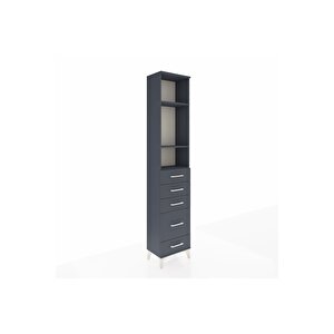 Arges Dolap 3 Raflı 5 Çekmeceli 44x30x221 Antrasit-antrasit