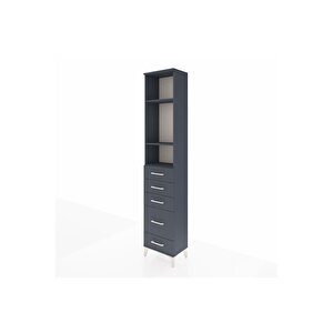 Arges Dolap 3 Raflı 5 Çekmeceli 44x30x221 Antrasit-antrasit