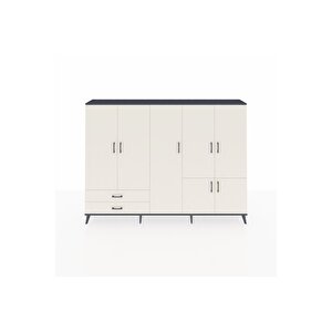 Arges Dolap 12 Raflı 2 Çekmeceli 7 Kapaklı 220x30x163 Antrasit-aytaşı