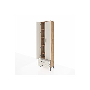 Arges Dolap 5 Raflı 2 Çekmeceli 2 Kapaklı 60x30x221 Çam-aytaşı
