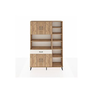 Arges Dolap 10 Raflı Tek Çekmeceli 4 Kapaklı 132x30x195 Çam-çam/aytaşı