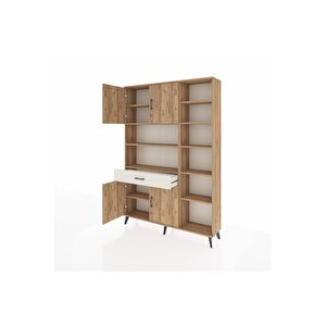 Arges Dolap 10 Raflı Tek Çekmeceli 4 Kapaklı 132x30x195 Çam-çam/aytaşı