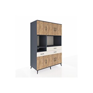 Kronos Dolap 9 Raflı 3 Çekmeceli 6 Kapaklı 132x59x195 Antrasit-çam/aytaşı