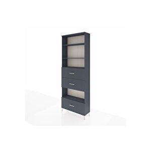 Arges Dolap 4 Raflı 3 Çekmeceli 88x30x243 Antrasit-antrasit