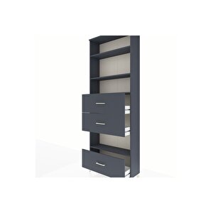 Arges Dolap 4 Raflı 3 Çekmeceli 88x30x243 Antrasit-antrasit