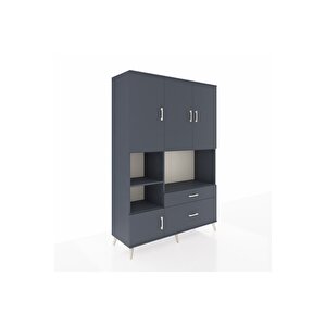 Hyperion Gardrop 7 Raflı 2 Çekmeceli 5 Kapaklı 132x44x195 Antrasit-antrasit