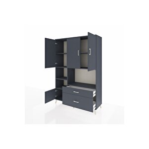 Hyperion Gardrop 7 Raflı 2 Çekmeceli 5 Kapaklı 132x44x195 Antrasit-antrasit