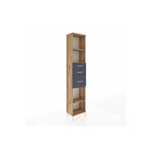 Arges Dolap 3 Raflı 3 Çekmeceli 44x30x221 Çam-antrasit