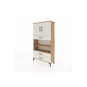 Arges Dolap 4 Raflı 3 Çekmeceli 2 Kapaklı 88x30x163 Çam-aytaşı