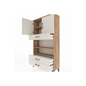 Arges Dolap 4 Raflı 3 Çekmeceli 2 Kapaklı 88x30x163 Çam-aytaşı