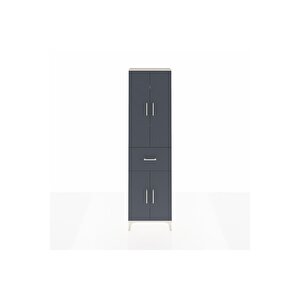 Arges Dolap 4 Raflı Tek Çekmeceli 4 Kapaklı 60x30x221 Aytaşı-antrasit