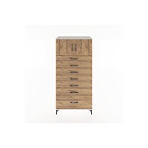 Hyperion Dolap Tek Raflı 7 Çekmeceli 2 Kapaklı 88x44x182 Aytaşı-çam